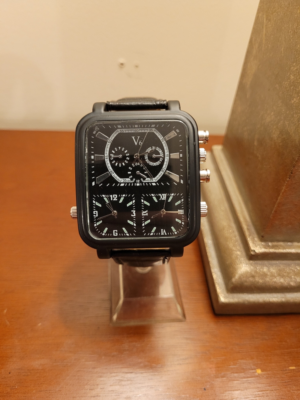 Brand New Black V6 Triple Time Men's Watch